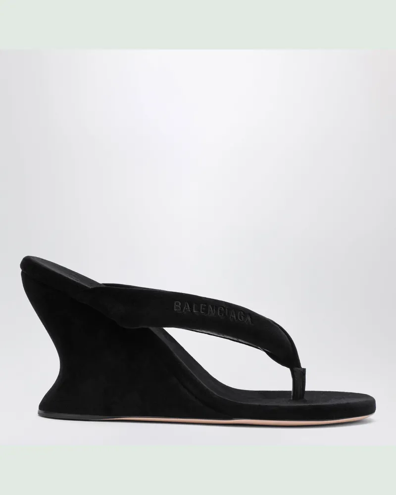 Balenciaga Zehensandalen Gaeta mit Keilabsatz aus schwarzem Samt Black