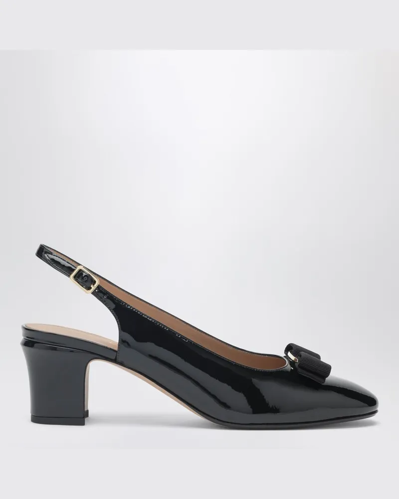 Ferragamo Schwarze Vara Slingback-Schuhe mit Schleife Schwarz