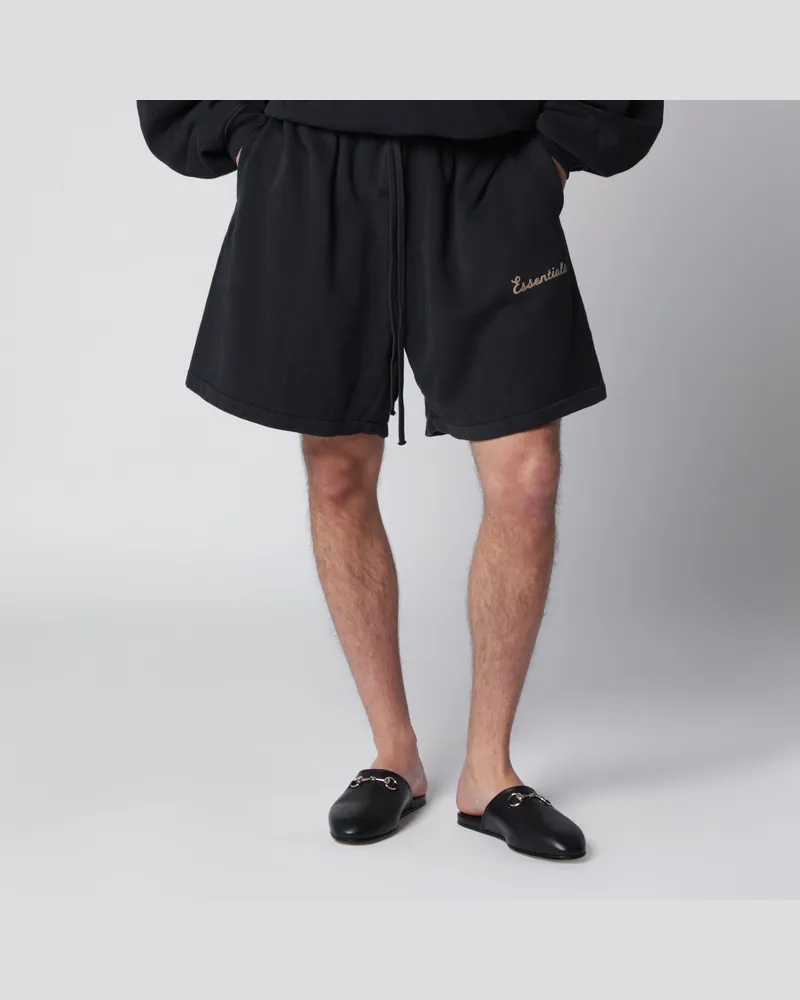 Fear of God Schwarze Shorts aus Baumwollfleece mit Logo Black