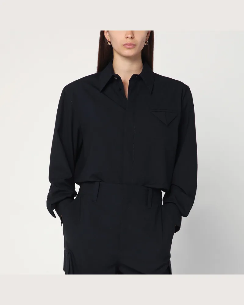 Bottega Veneta Nachtblaues Hemd aus Wolltwill Blue