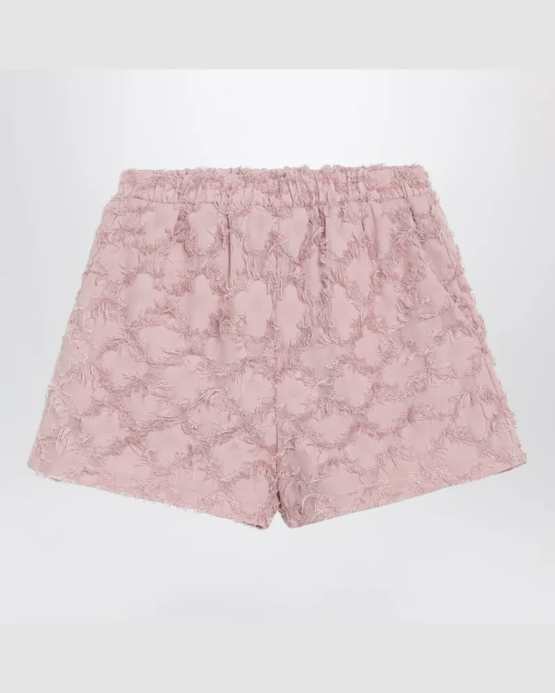 DOUUOD Rosa Shorts mit Muster und Fransen Pink