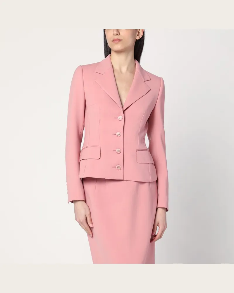 Dolce & Gabbana Einreihiger Blazer in Rosa aus Wolle Rosa