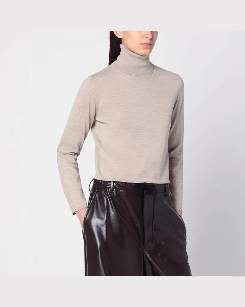 Maison Margiela Beiger Rollkragenpullover aus Wollmischung Beige