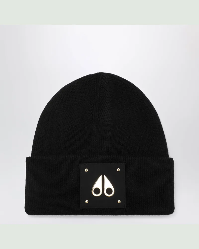 Moose Knuckles Gold Series Icon Schwarze Wollmütze Black