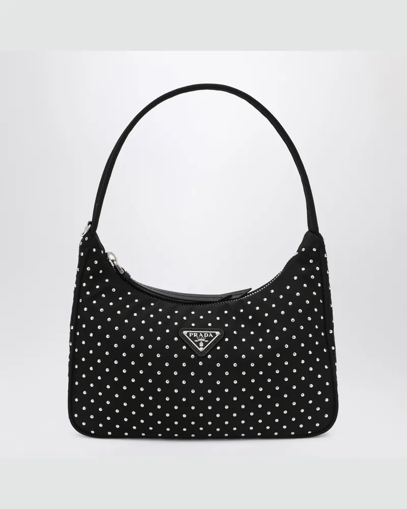 Prada Re-Edition Schwarze Handtasche mit Nieten Black