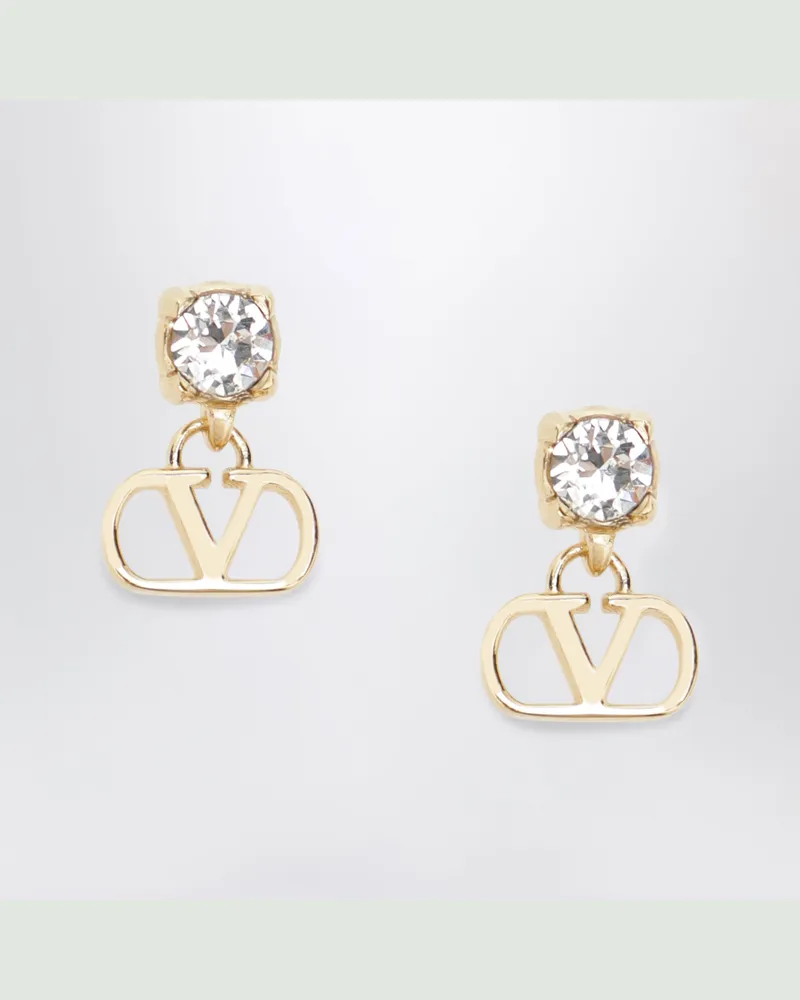 Valentino Garavani Goldfarbene VLogo Signature Ohrringe mit Kristall Metal