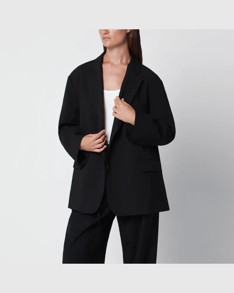 FRANKIE Shop Bea schwarze einreihige Jacke Black