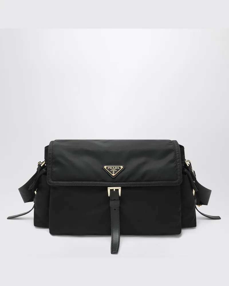 Prada Explore Large Tasche aus schwarzem Re-Nylon Schwarz