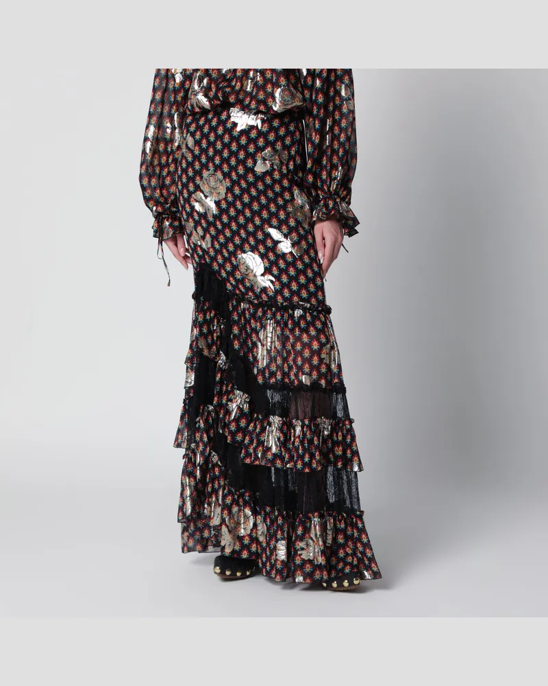 Etro Langer Rock aus Seidenmischung mit Fil Coupé Multicolor