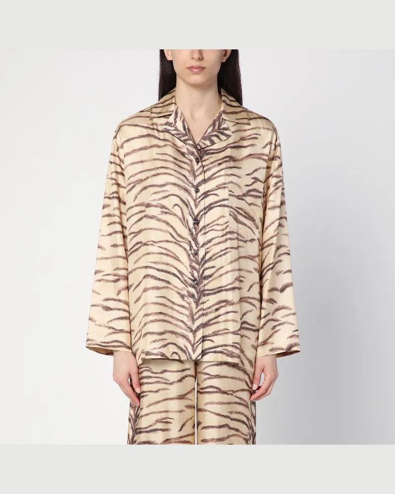 Stella McCartney Seidenbluse mit Tiger-Aufdruck Weiß