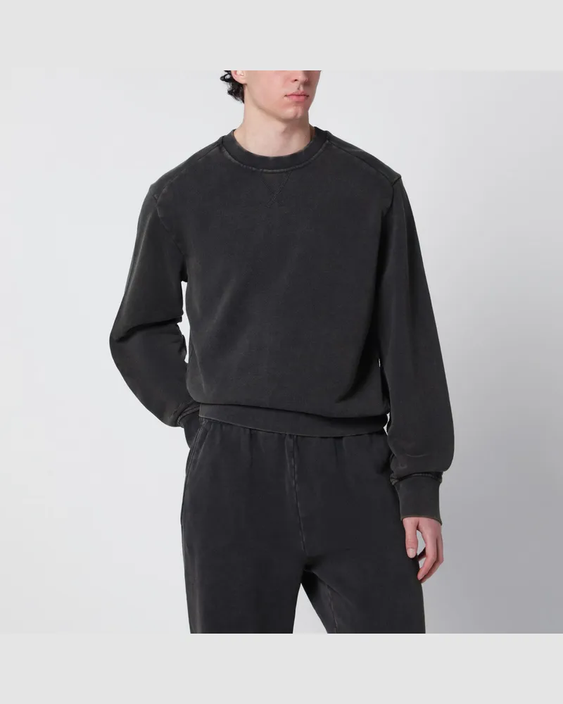 Entire Studios Schwarzes gewaschenes Baumwoll-Rundhals-Sweatshirt Black