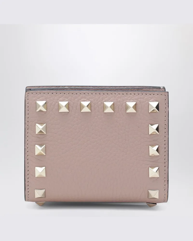 Valentino Garavani Rockstud Portemonnaie aus roséfarbenem genarbtem Leder Mehrfarbig