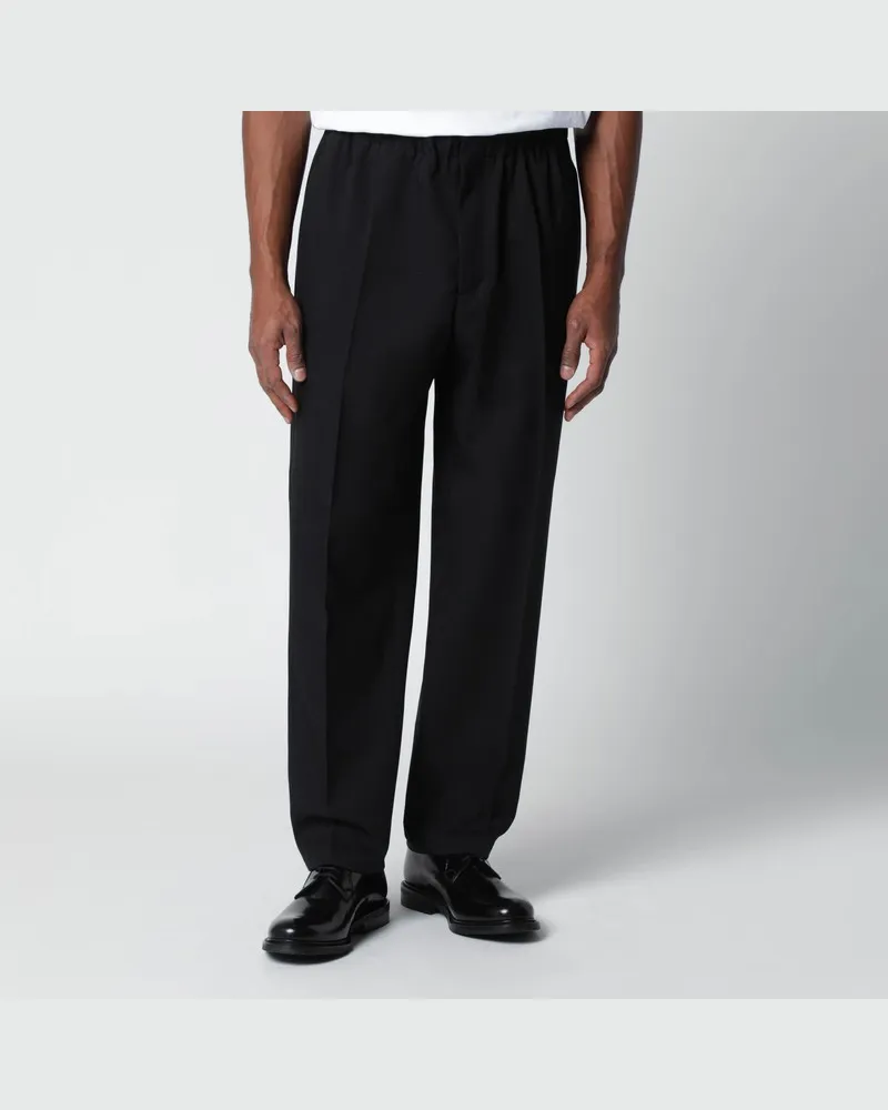 Jil Sander Schwarze Hose aus technischem Serge Schwarz