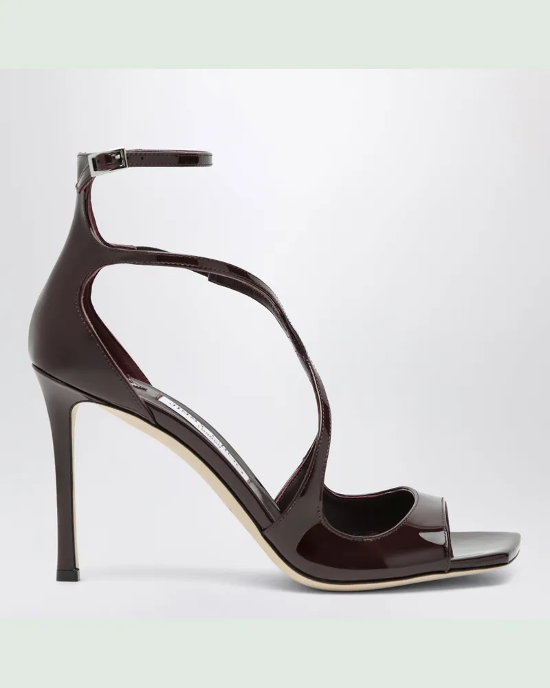 Jimmy Choo Azia Sandalen aus tiefrotem Lackleder Burgundy