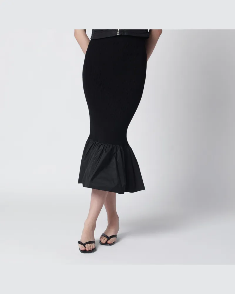 Patou Schwarzer Rock mit Faille-Rüsche am Saum Black