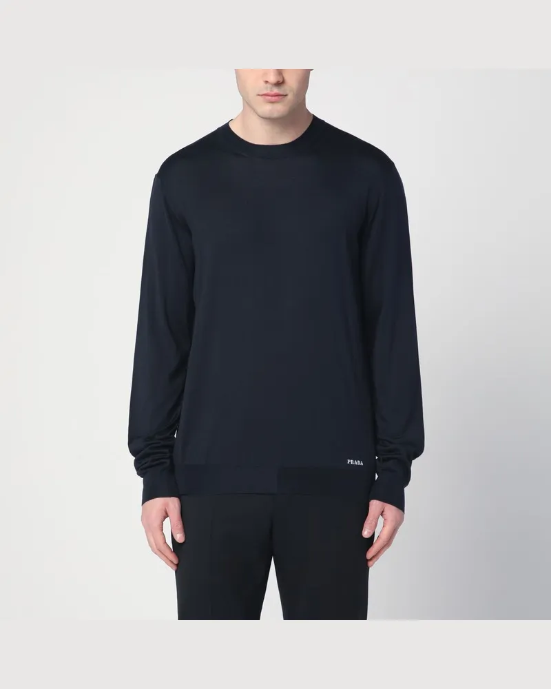 Prada Blauer Pullover aus recycelter Seide Blau