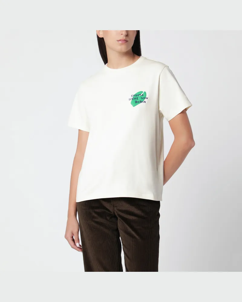 Loewe Ecrufarbenes Baumwoll-T-Shirt Beige