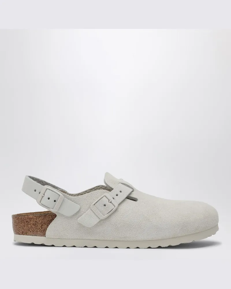 Birkenstock Antique White Tokio-Ciabatta aus Wildleder Grau