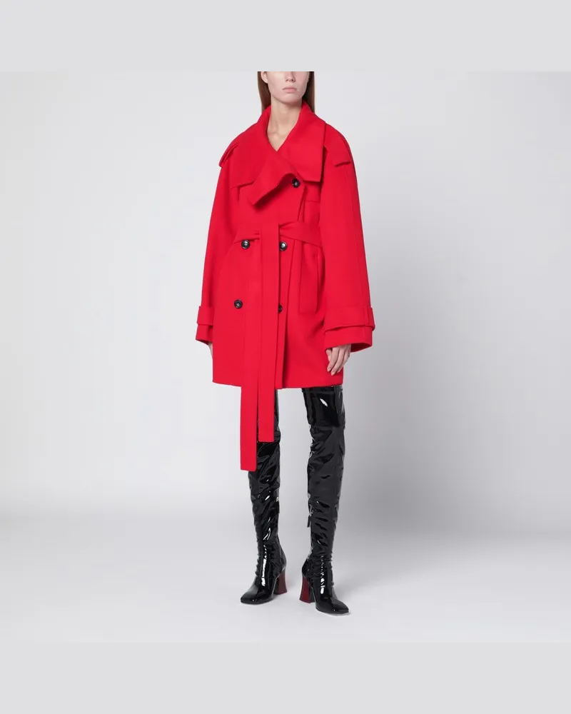 SPORTMAX Kurzer roter Trenchcoat aus Wolle Rot