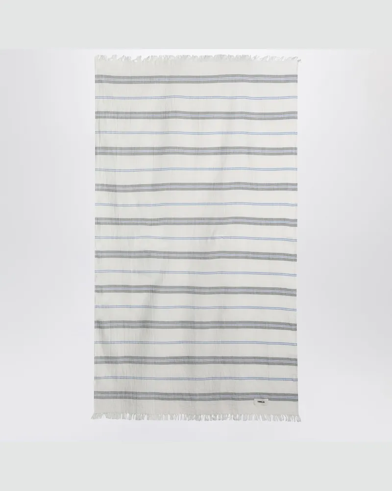 TEKLA Weißes Strandtuch mit gestreiftem Muster 