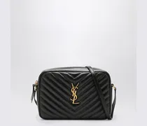 Lou Camera Bag aus schwarzem gestepptem Leder