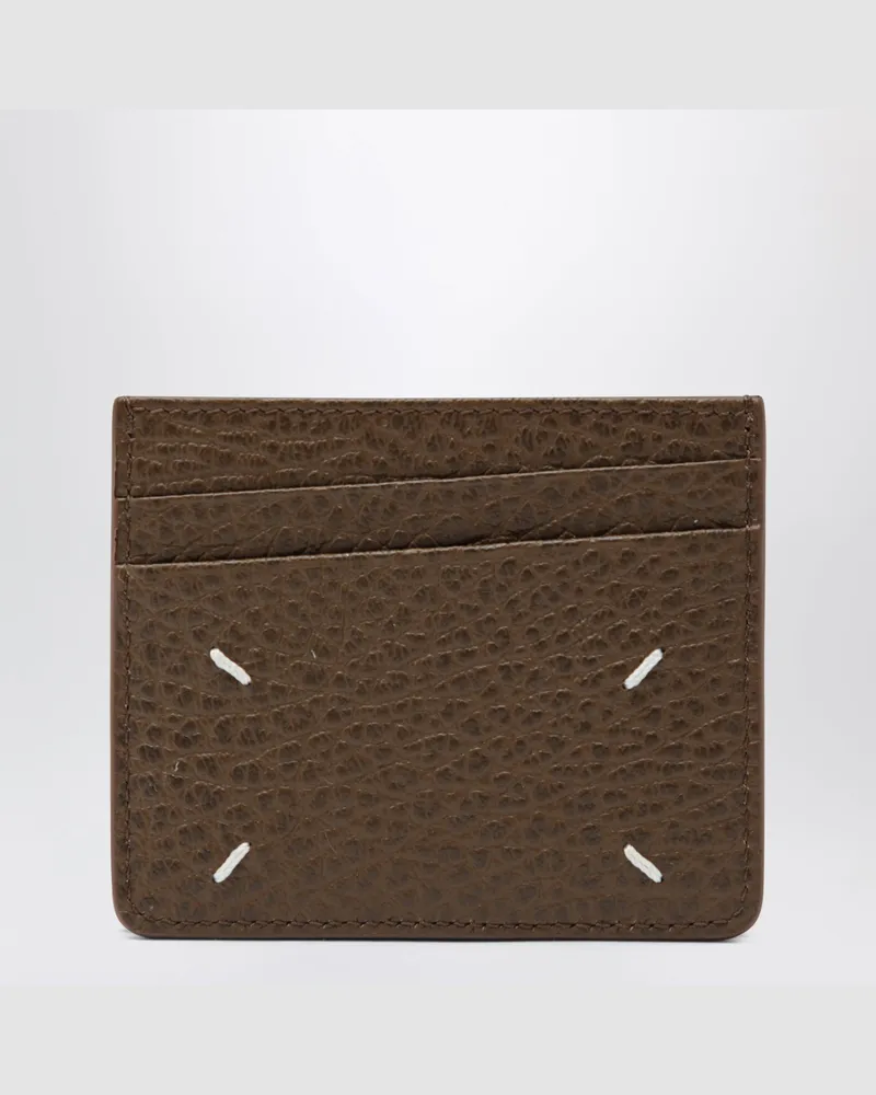 Maison Margiela Brauner Four Stitches Kartenhalter aus Kalbsleder Brown