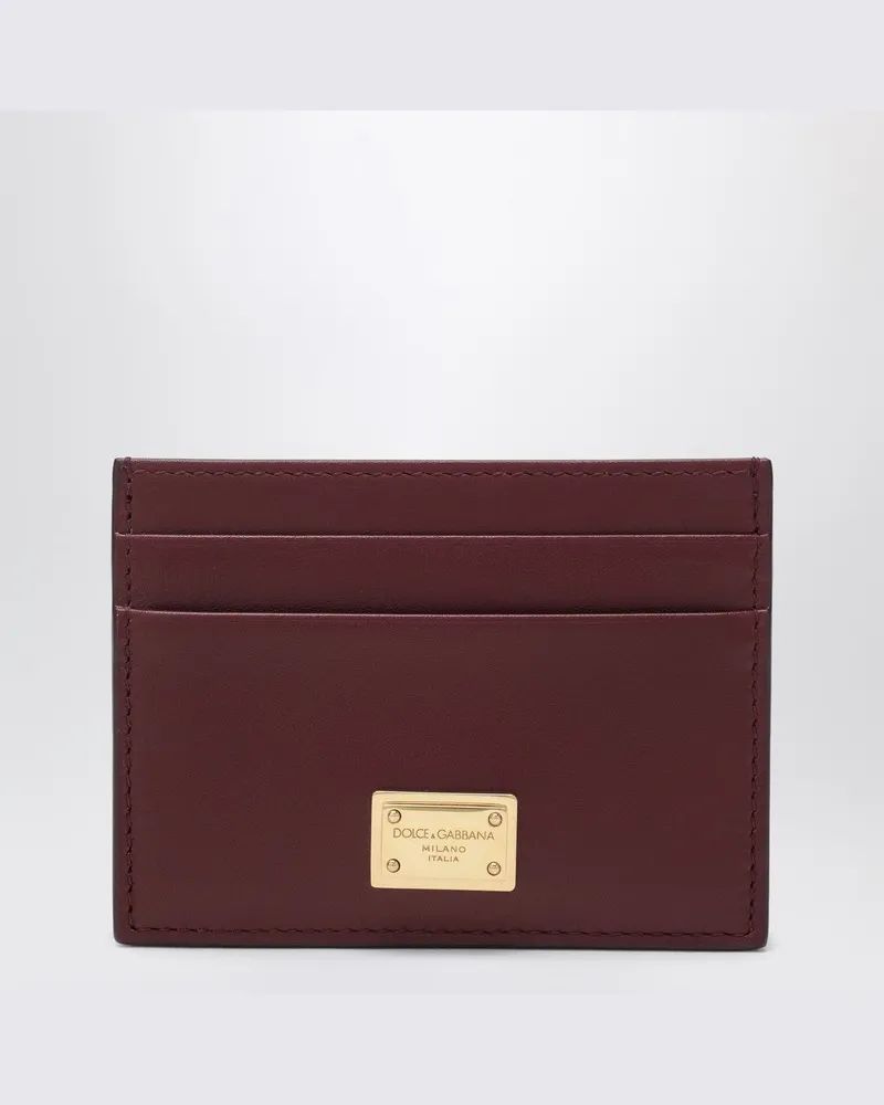 Dolce & Gabbana Bordeaux Kartenetui aus Leder mit Logo-Plakette 