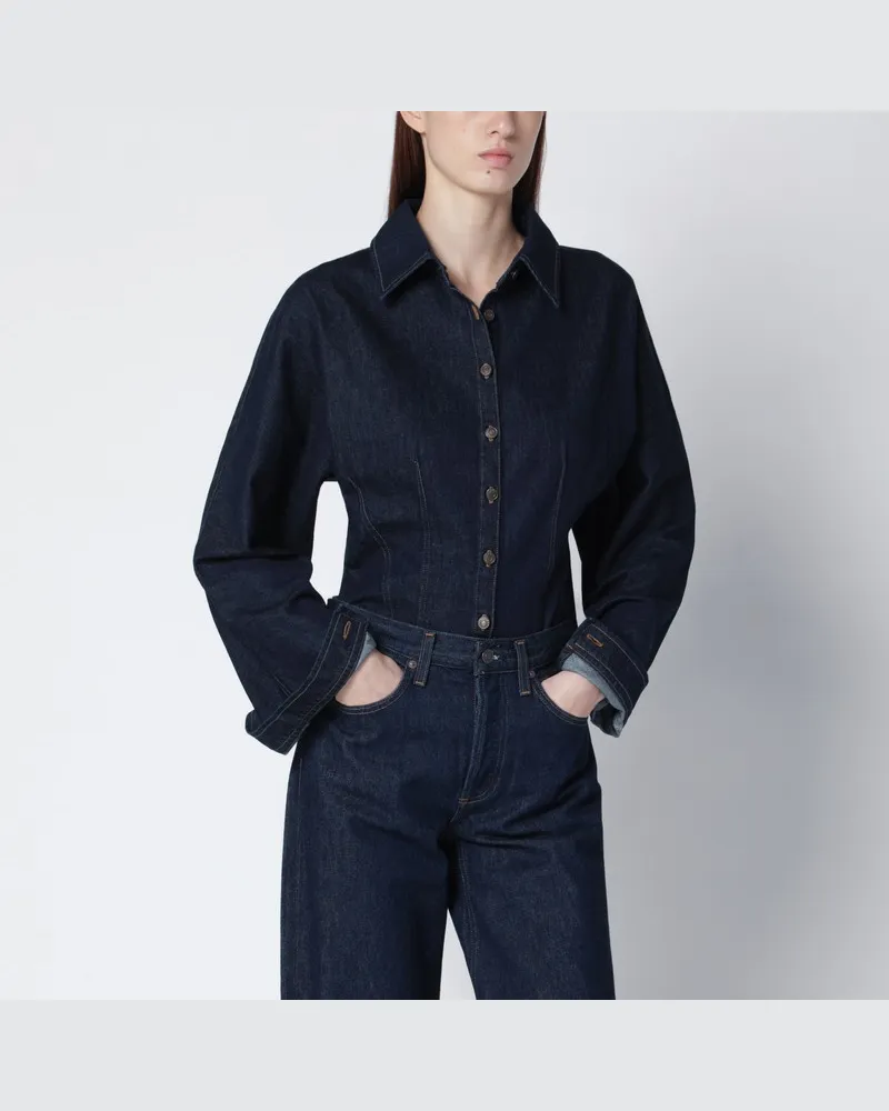 AGOLDE Dunkelindigoblaues Denimhemd Blau