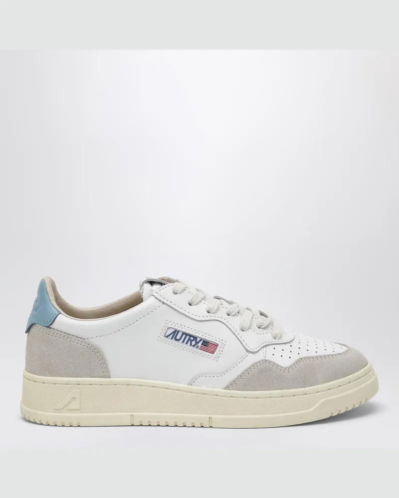AUTRY Medalist Low Sneakers aus weißem/hellblauem Leder und Veloursleder Multicolor
