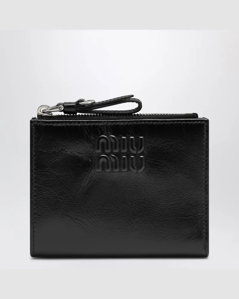 Miu Miu Kleine schwarze Ledergeldbörse Black