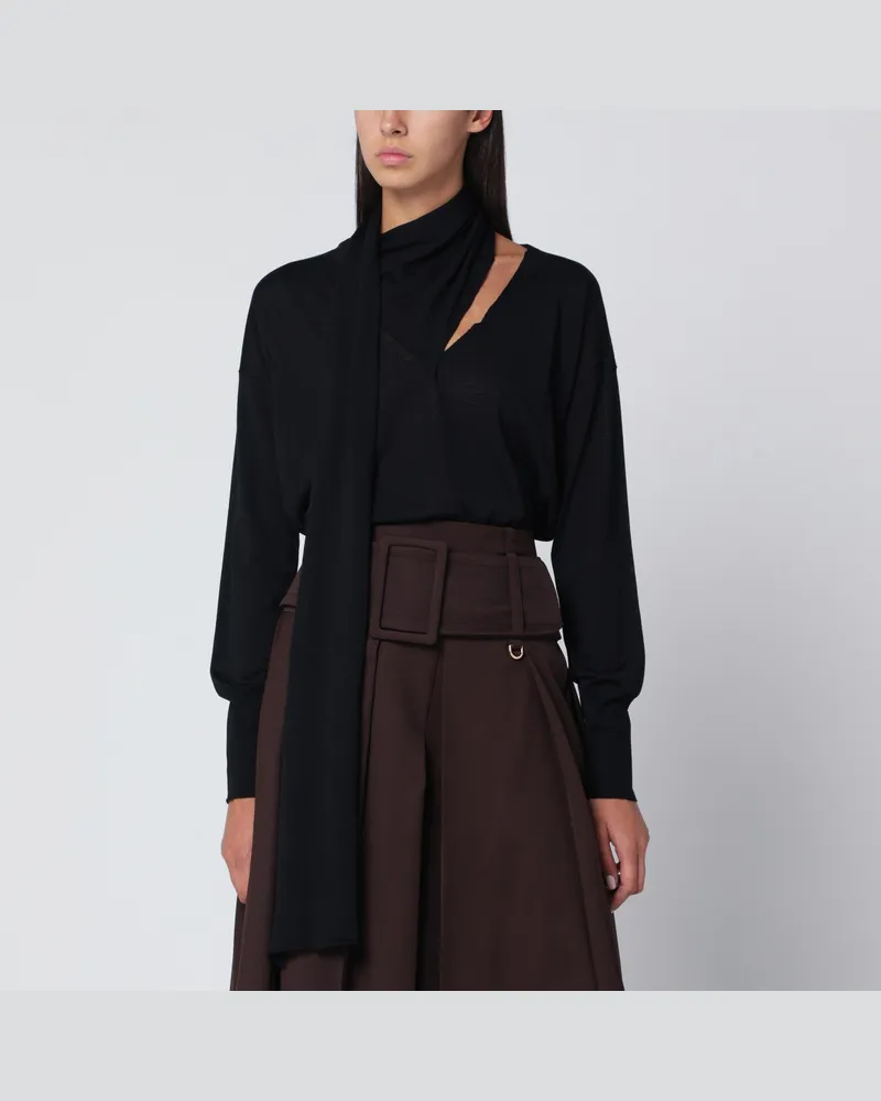 Roberto Collina Schwarzer Pullover mit Schal 