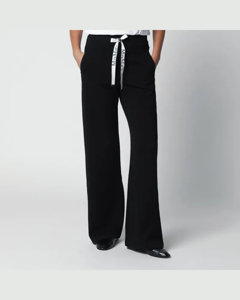 Max Mara Weite schwarze Hose aus Double-Jersey Black