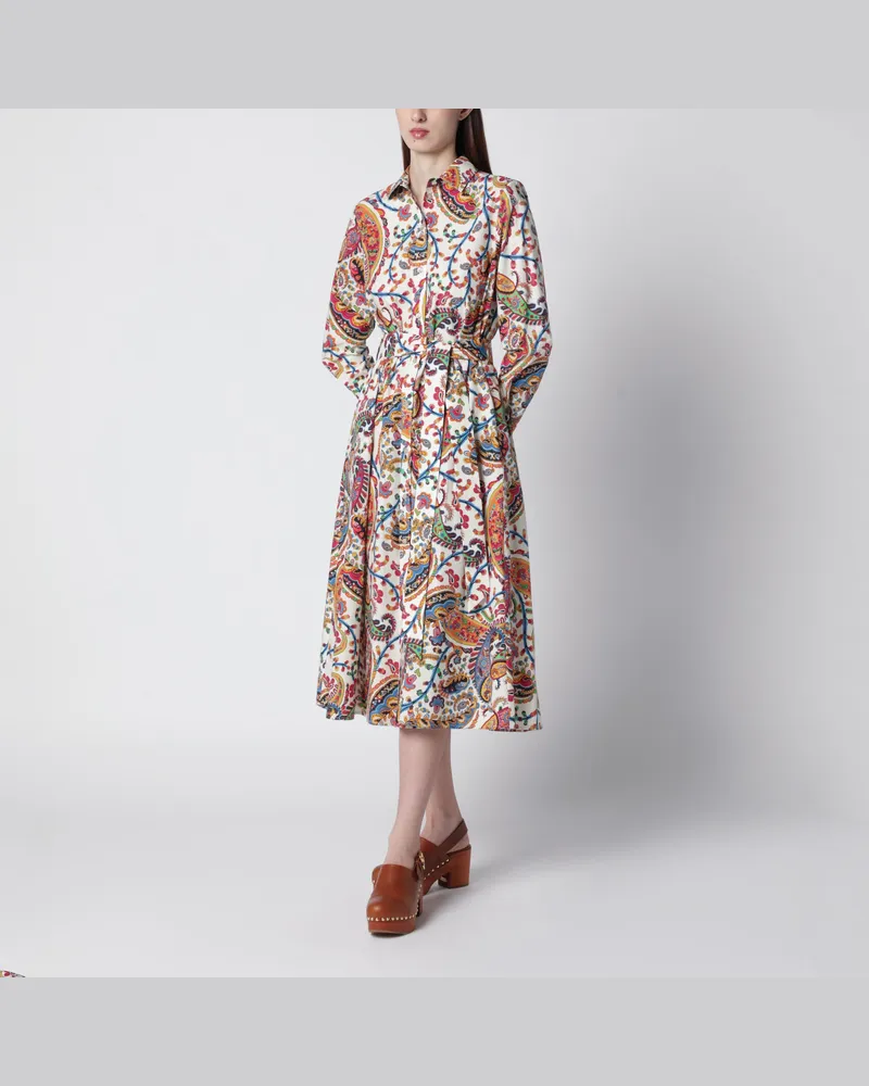 Etro Midi-Kleid aus Baumwolle mit Paisley-Print Multicolor