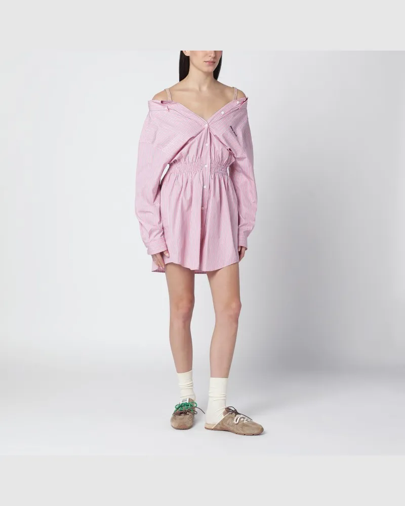 Miu Miu Rosa Hemdblusenkleid mit elastischen Trägern Rosa