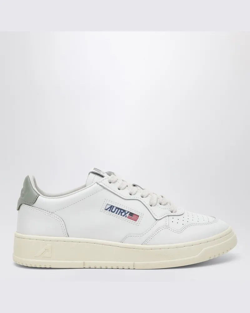 AUTRY Medalist Low Sneaker aus weißem/grasgrünem Leder Weiß