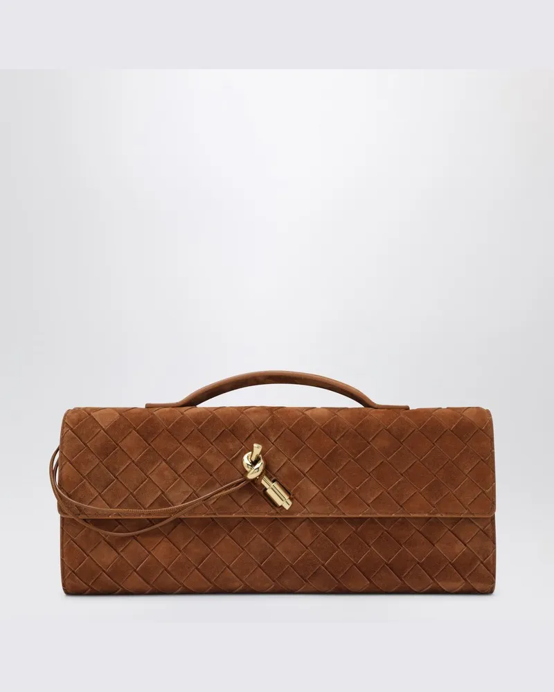 Bottega Veneta Andiamo Clutch mit braunem Wildledergriff Braun