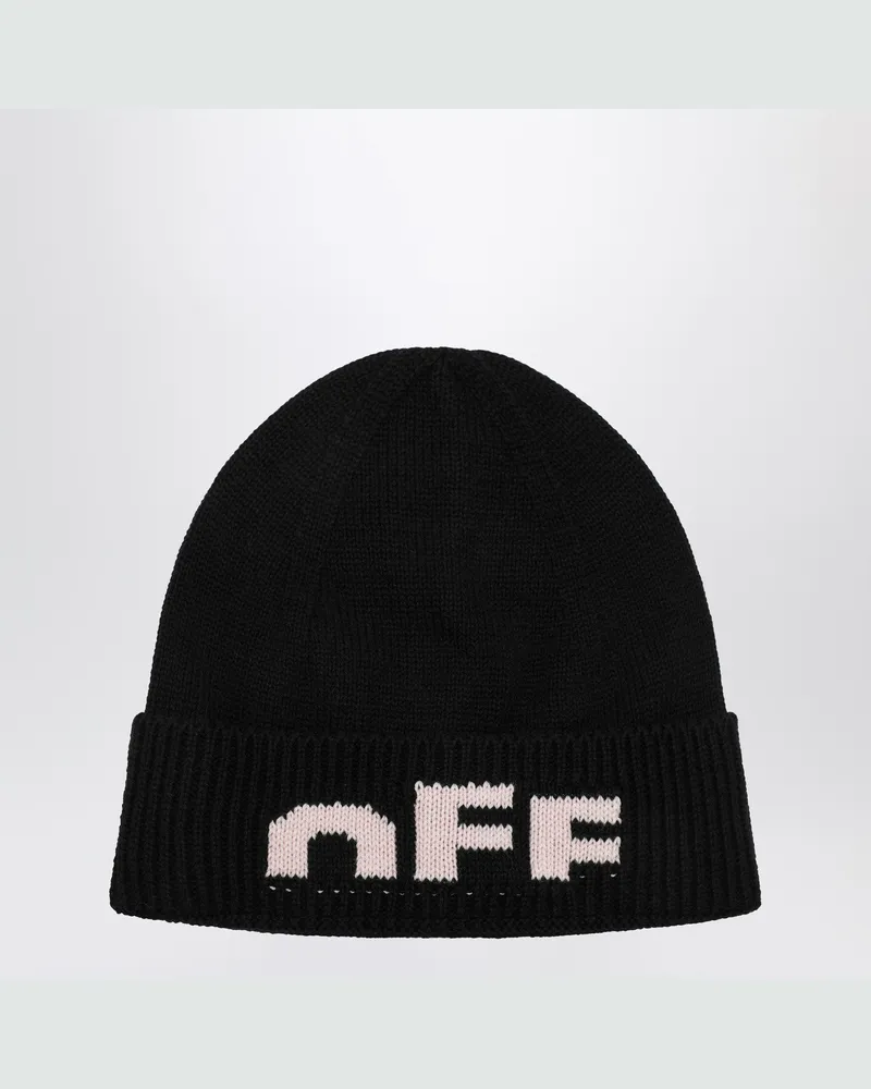 OFF-WHITE Schwarze Mütze mit rosa Off-Logo Pink
