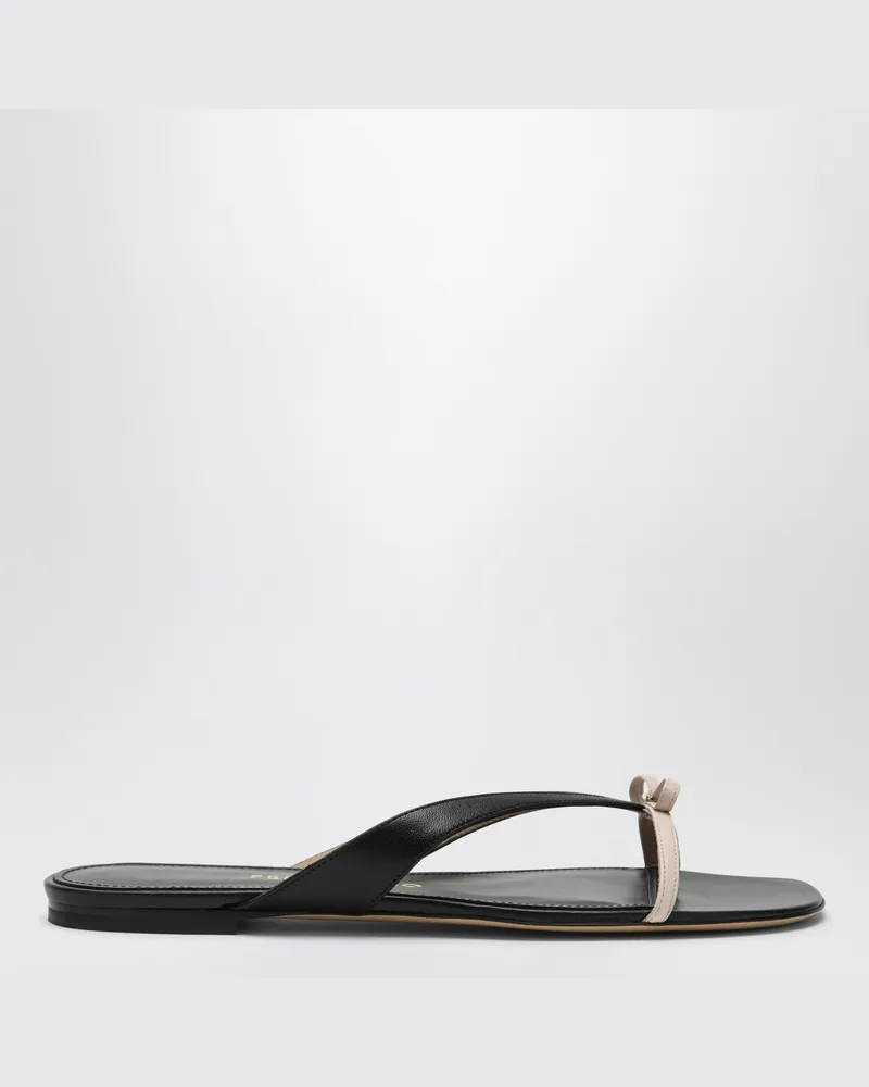Ferragamo Mini Bow Flip-Flop Schwarz und Puder / Schmale Passform Schwarz