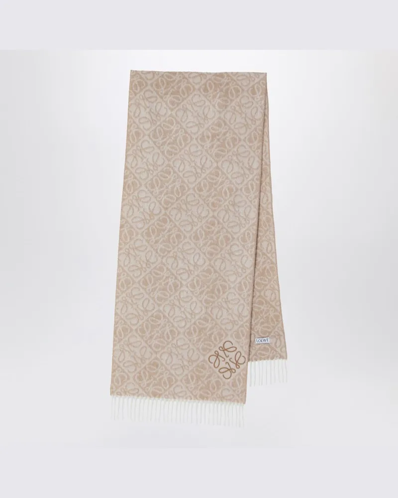 Loewe Beigefarbener Schal Anagram aus Wolle und Kaschmir Beige