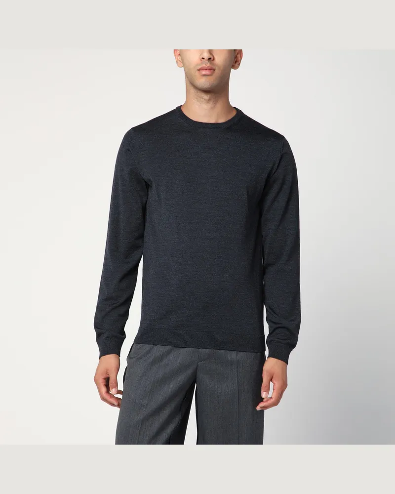 Roberto Collina Anthrazitgrauer Rundhalspullover aus Wolle 