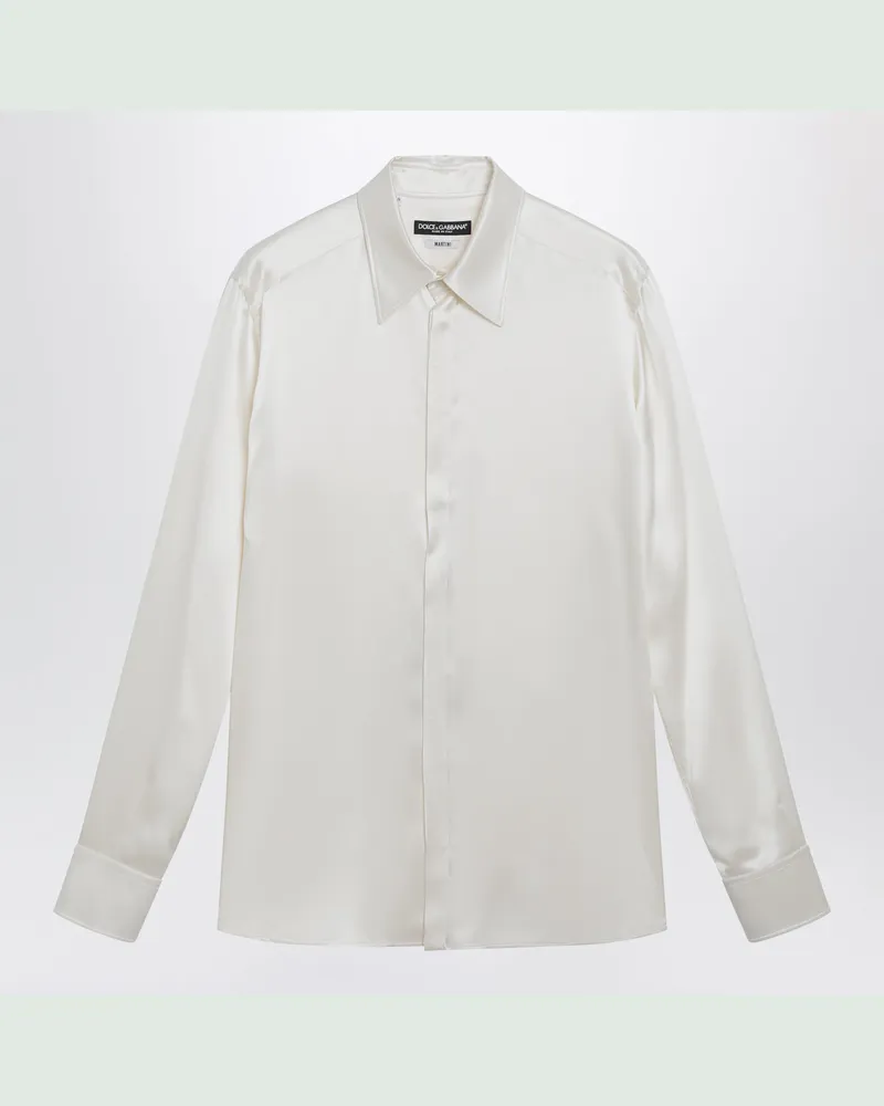 Dolce & Gabbana Hemd Martini aus Seidensatin in Weiß White
