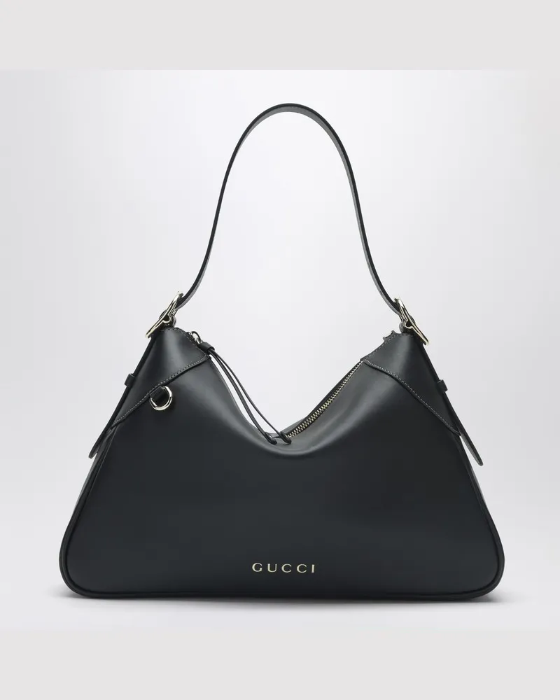 Gucci GG Emblem große schwarze Schultertasche Schwarz