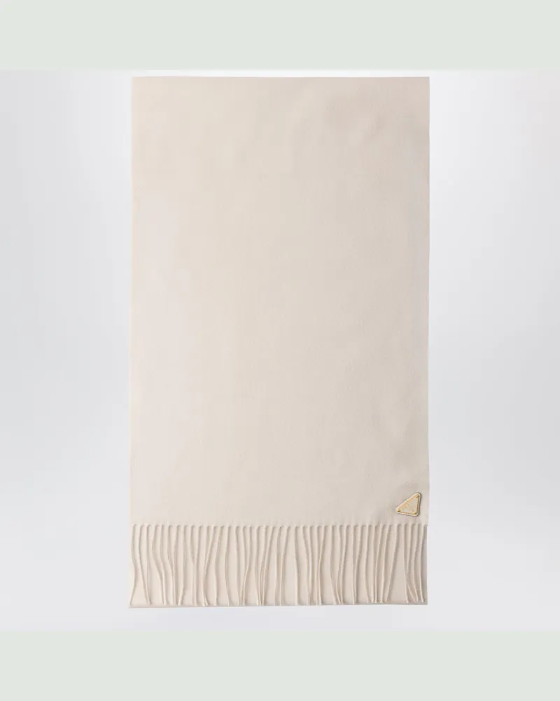 Prada Schal aus Seide und Kaschmir in Talkfarbe Beige