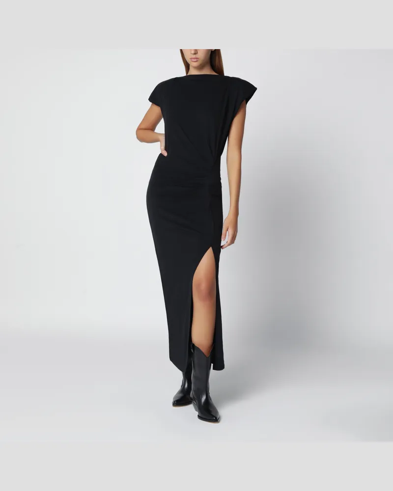 Isabel Marant Schwarzes Nadela Kleid aus drapiertem Jersey Black