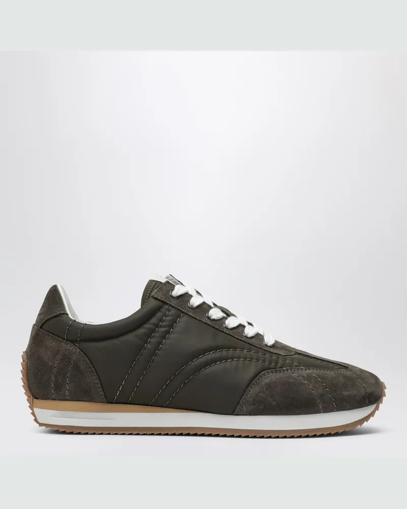 Totême Olivgrüne Sneakers aus Wildleder und Stoff Green
