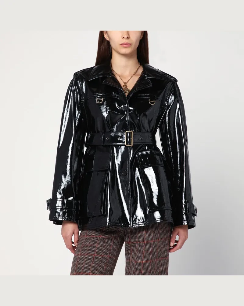 Chloé Schwarze Jacke aus glänzendem Baumwollstoff Schwarz