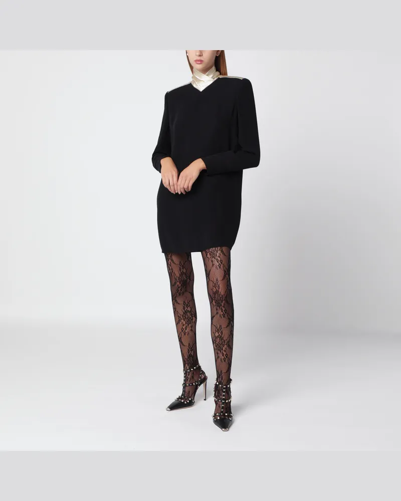 Valentino Garavani Black/champagne silk mini dress Black