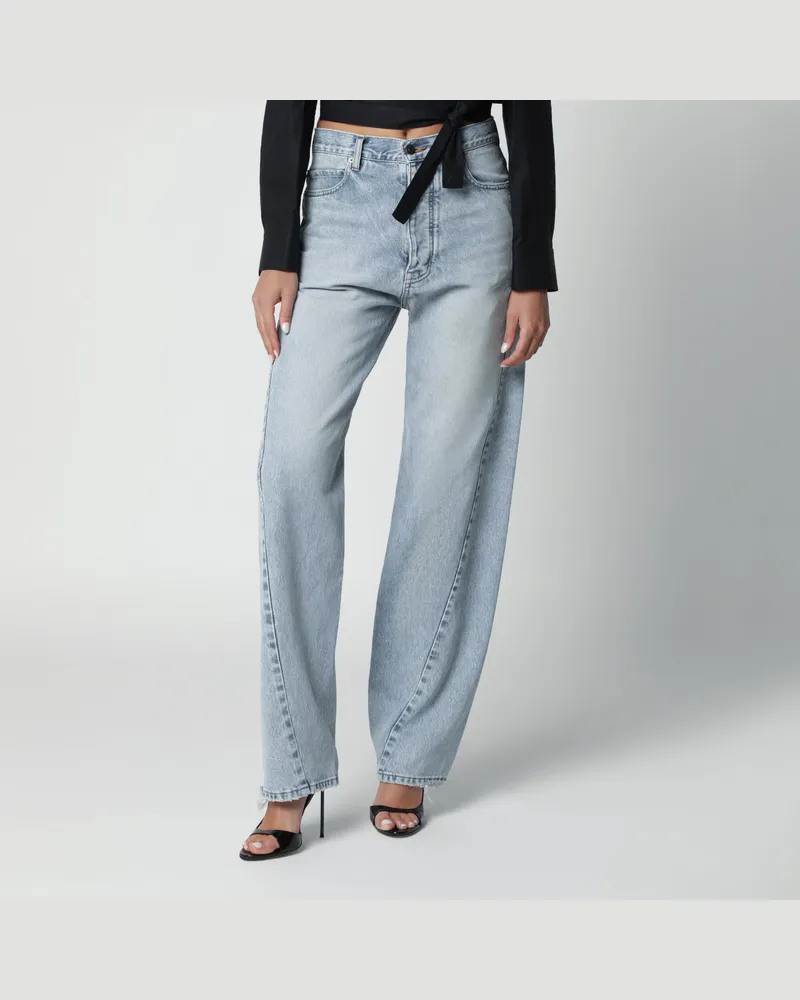 Balenciaga Jeans aus hellblau ausgewaschenem Denim mit gedrehten Nähten Blue