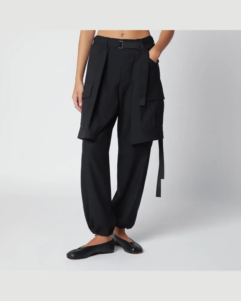 Sacai Cargohose aus Wollmischung Black