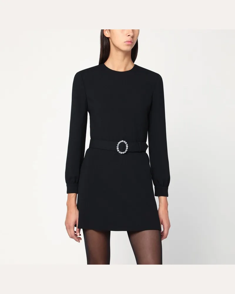 Saint Laurent Schwarzes Minikleid mit Gürtel Schwarz